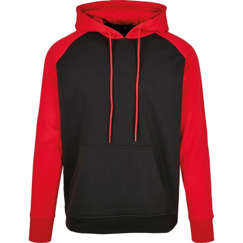 Build Your Brand Mens Basic  Hoodie / Black/Red